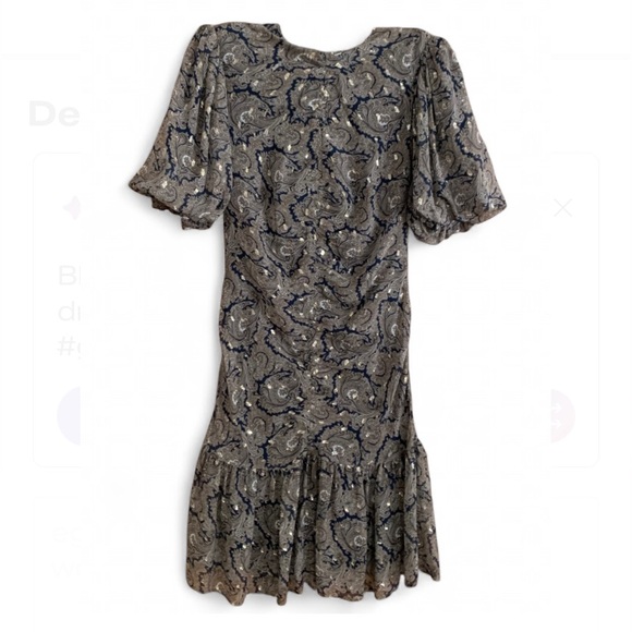 Les Coyotes de Paris Jacquard Puff Sleeve Ruffled & Ruched Dress - Picture 1 of 8